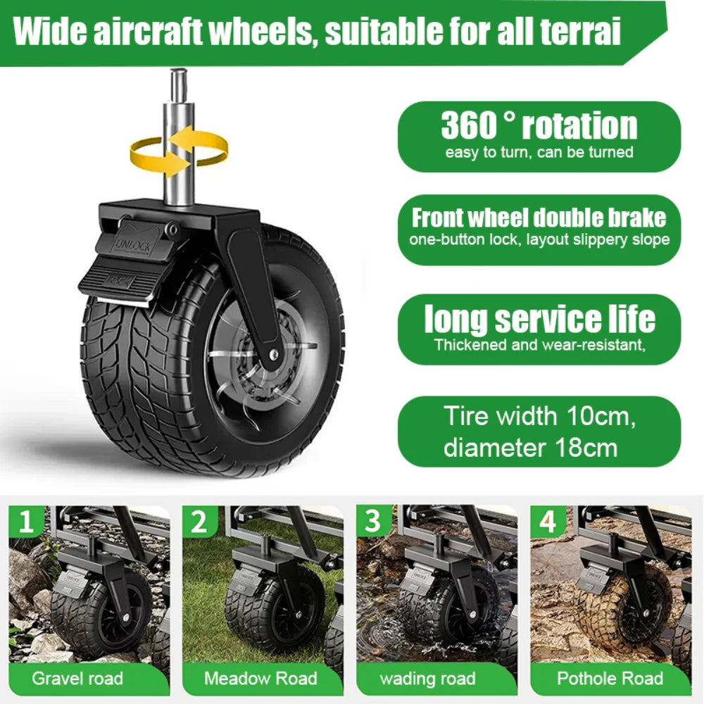 Heavy-Duty Collapsible Utility Wagon Cart – All-Terrain, 220 LBS Capacity