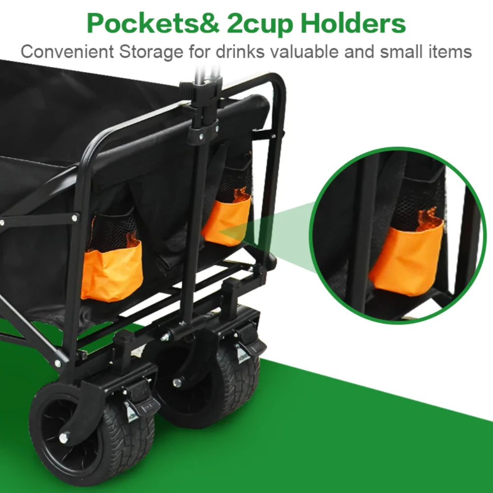 Heavy-Duty Collapsible Utility Wagon Cart – All-Terrain, 220 LBS Capacity