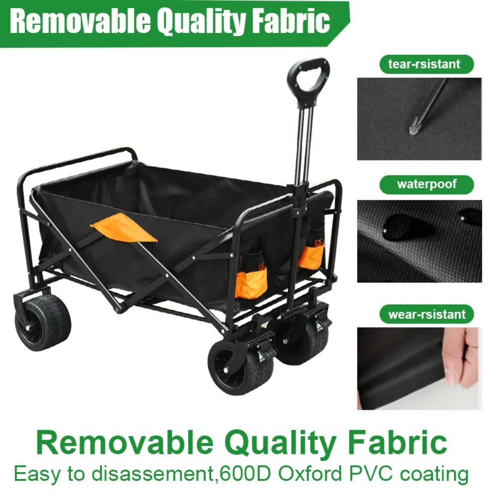 Heavy-Duty Collapsible Utility Wagon Cart – All-Terrain, 220 LBS Capacity