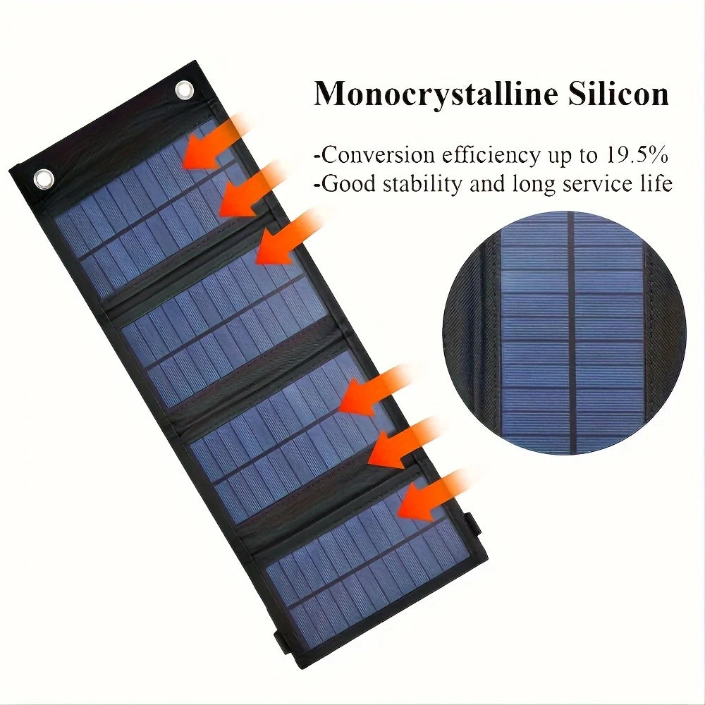 Foldable USB Solar Panel Charger – 5V Waterproof Portable Power for Phones