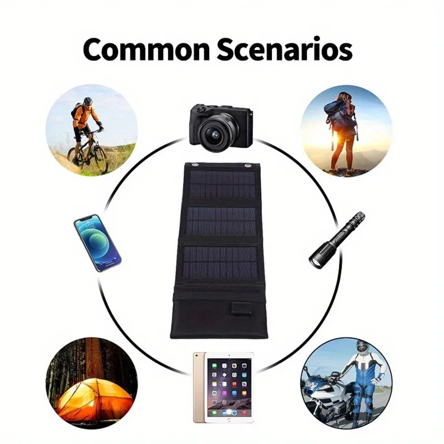 Foldable USB Solar Panel Charger – 5V Waterproof Portable Power for Phones