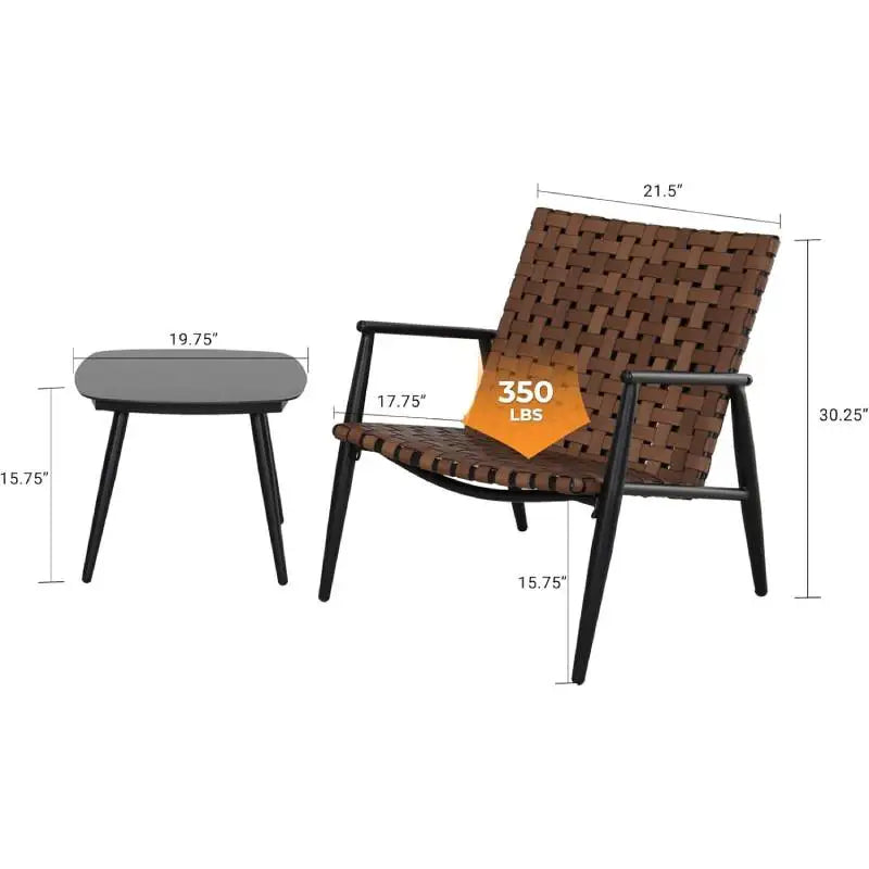 4-Piece Outdoor Furniture Set – Vintage Brown Wicker Patio Chairs, Loveseat & Coffee Table