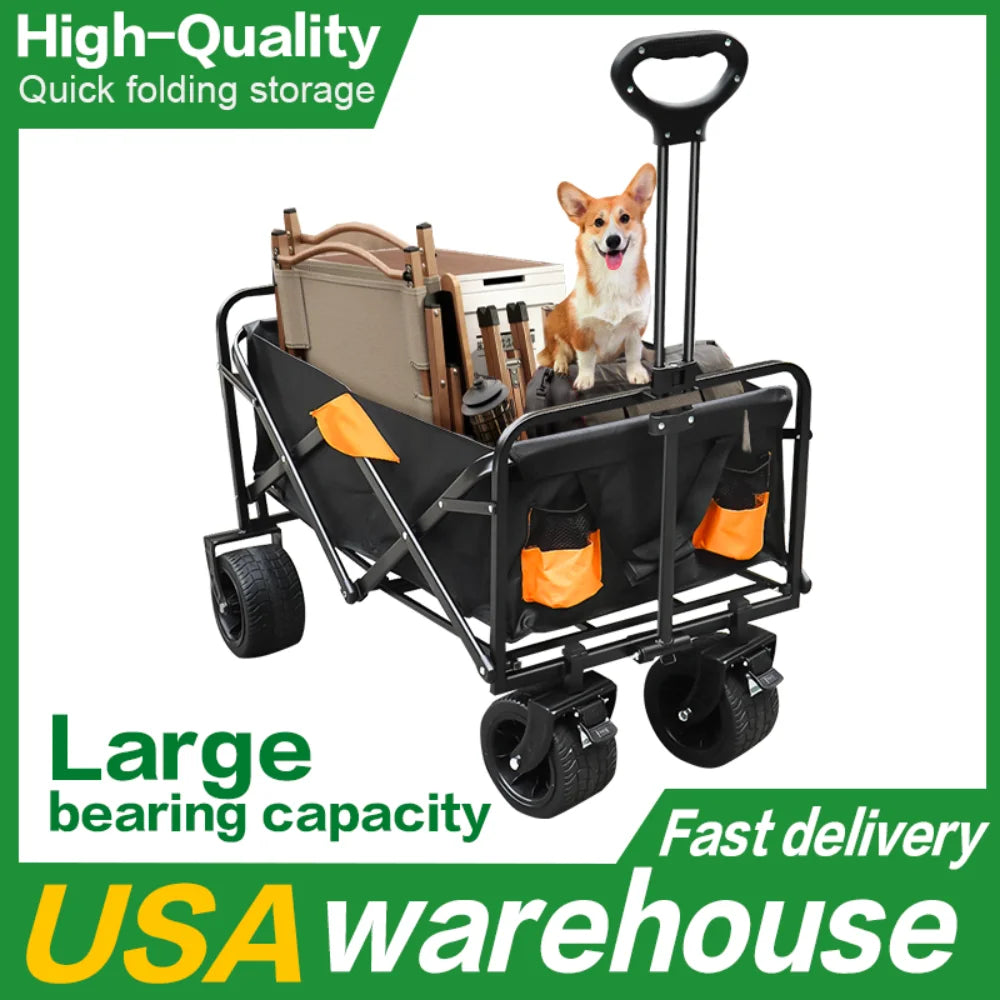 Heavy-Duty Collapsible Utility Wagon Cart – All-Terrain, 220 LBS Capacity
