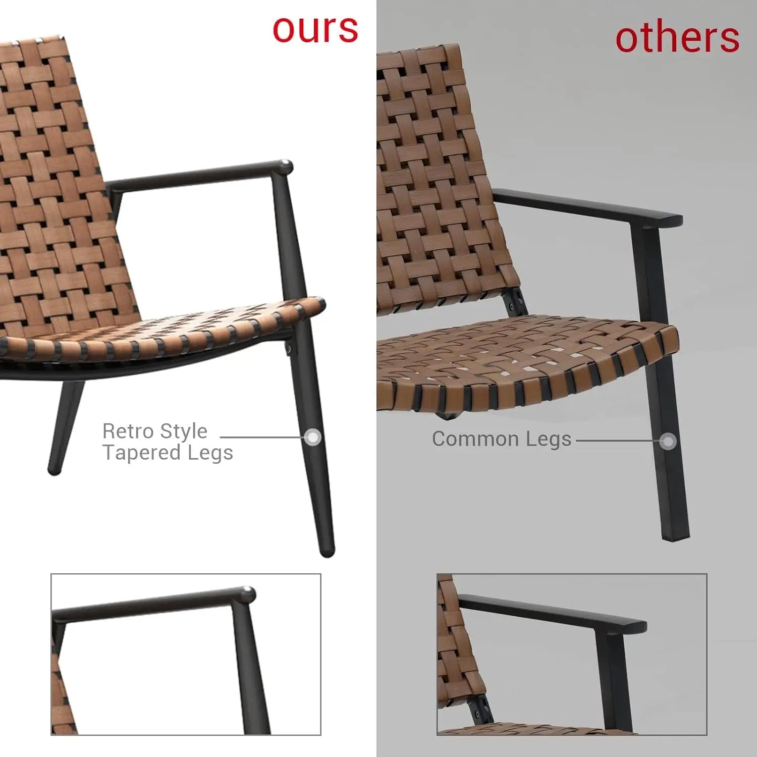 4-Piece Outdoor Furniture Set – Vintage Brown Wicker Patio Chairs, Loveseat & Coffee Table