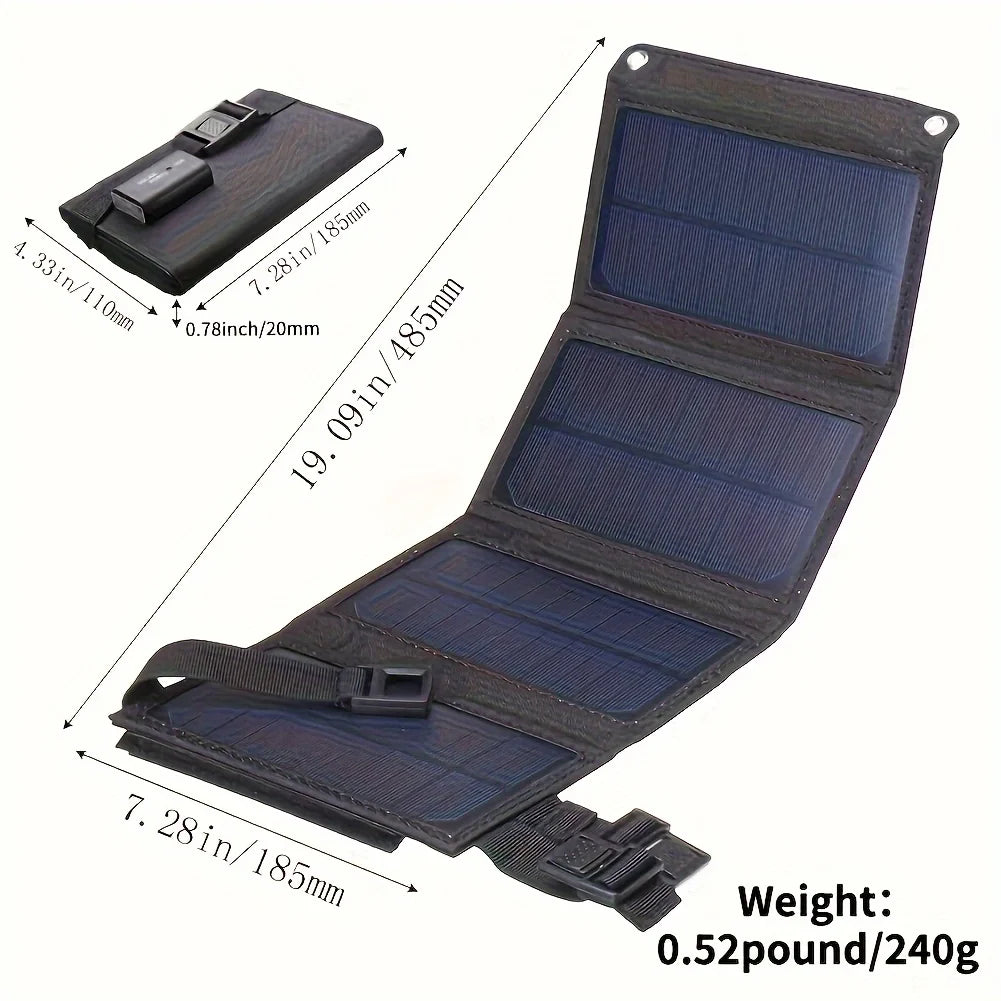Foldable USB Solar Panel Charger – 5V Waterproof Portable Power for Phones