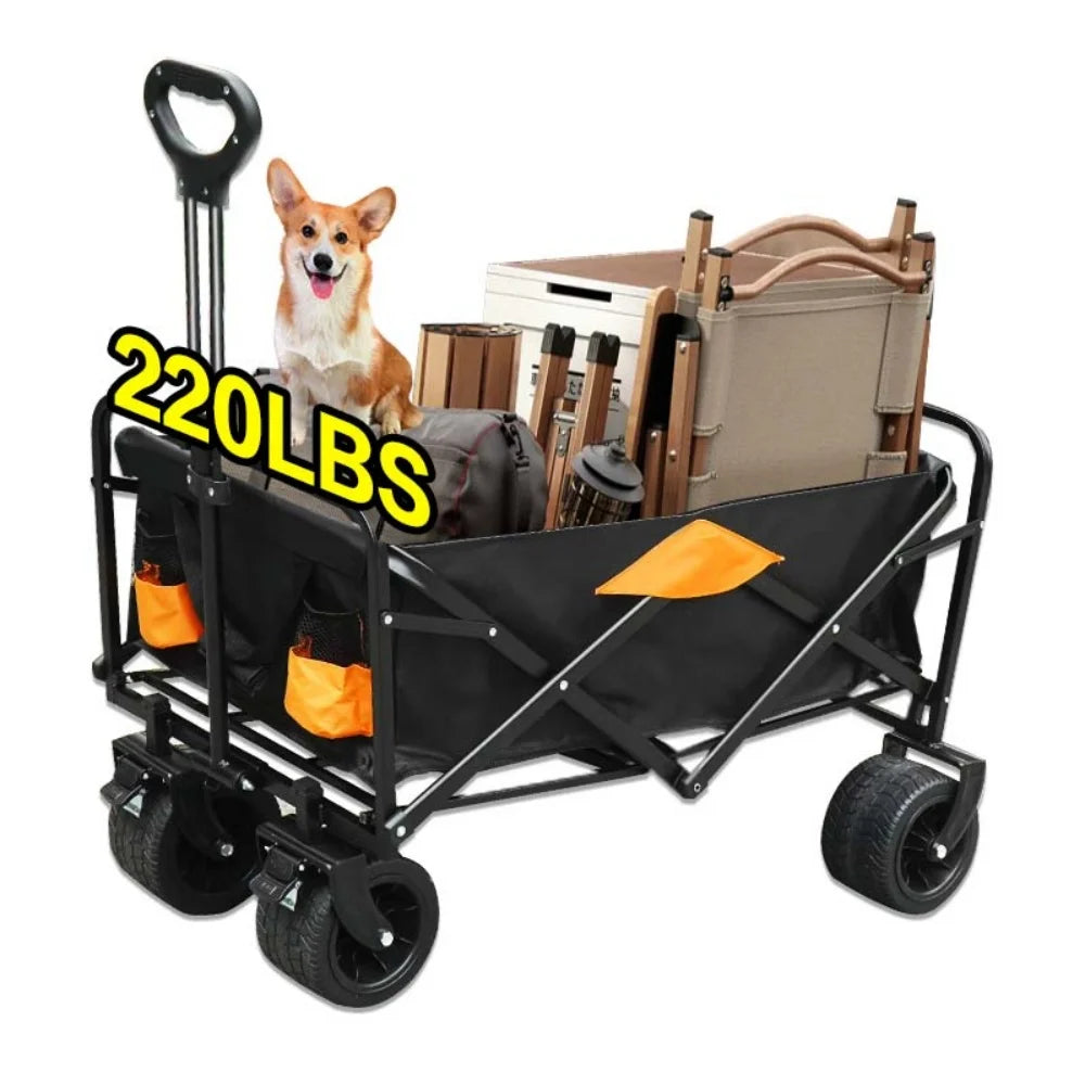 Heavy-Duty Collapsible Utility Wagon Cart – All-Terrain, 220 LBS Capacity