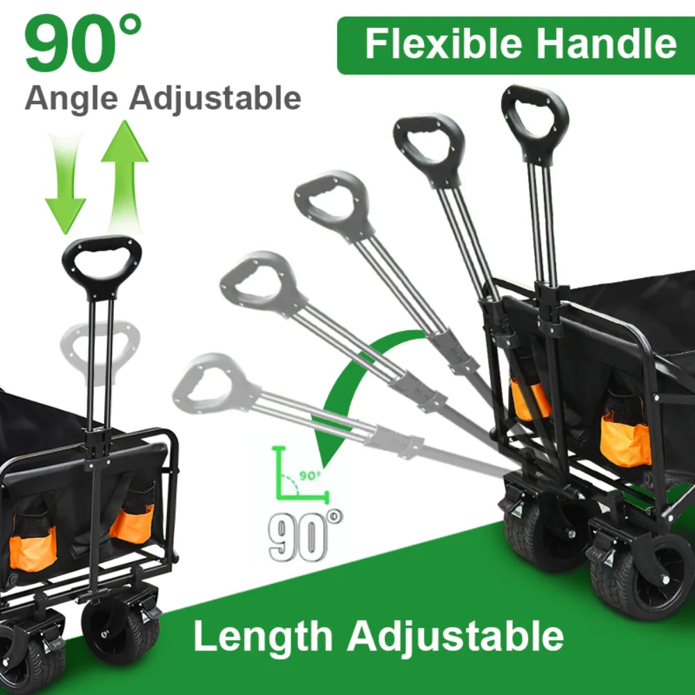 Heavy-Duty Collapsible Utility Wagon Cart – All-Terrain, 220 LBS Capacity