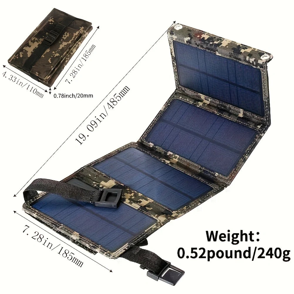 Foldable USB Solar Panel Charger – 5V Waterproof Portable Power for Phones