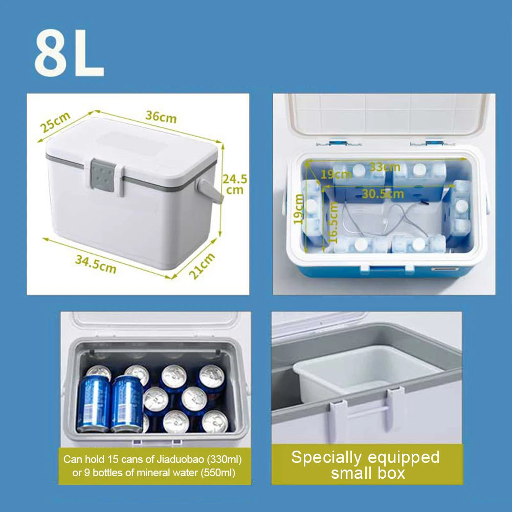 Portable Insulated Ice Cooler – 6/8/13L Hard Cooler with Handle