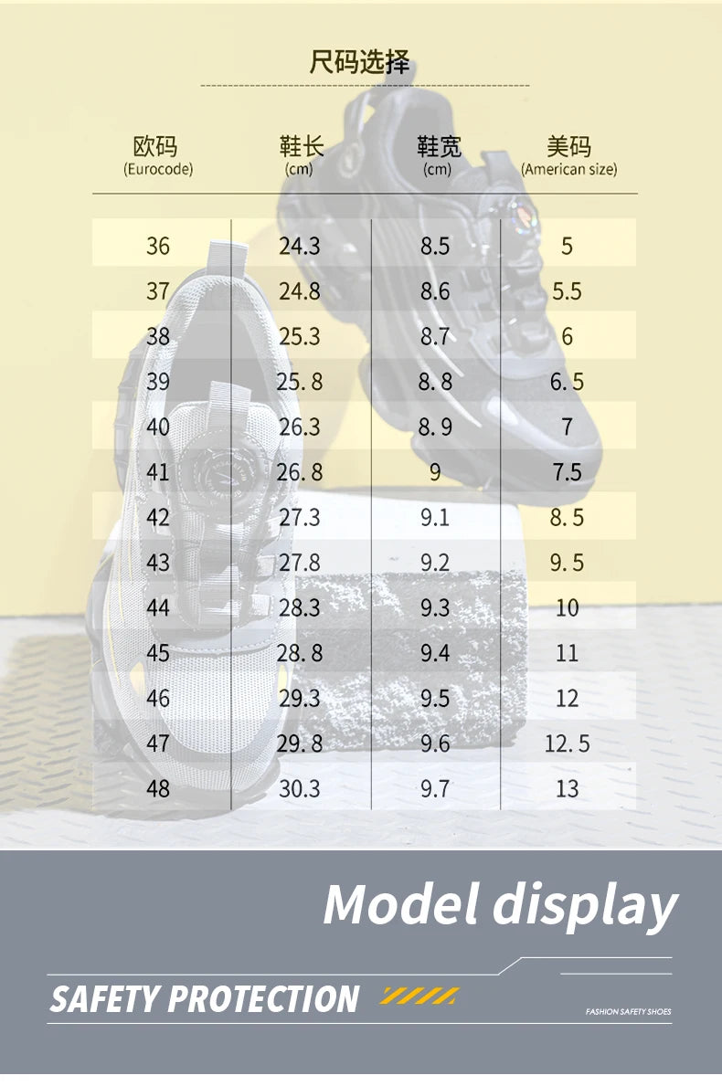 Men’s Safety Work Shoes – Anti-Smash, Anti-Puncture with Rotating Buckle