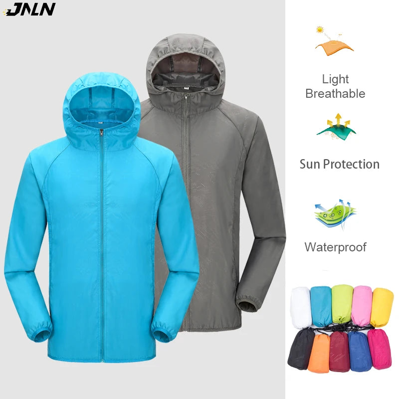 JNLN Waterproof Camping Rain Jacket – Quick-Dry Windbreaker with Pockets