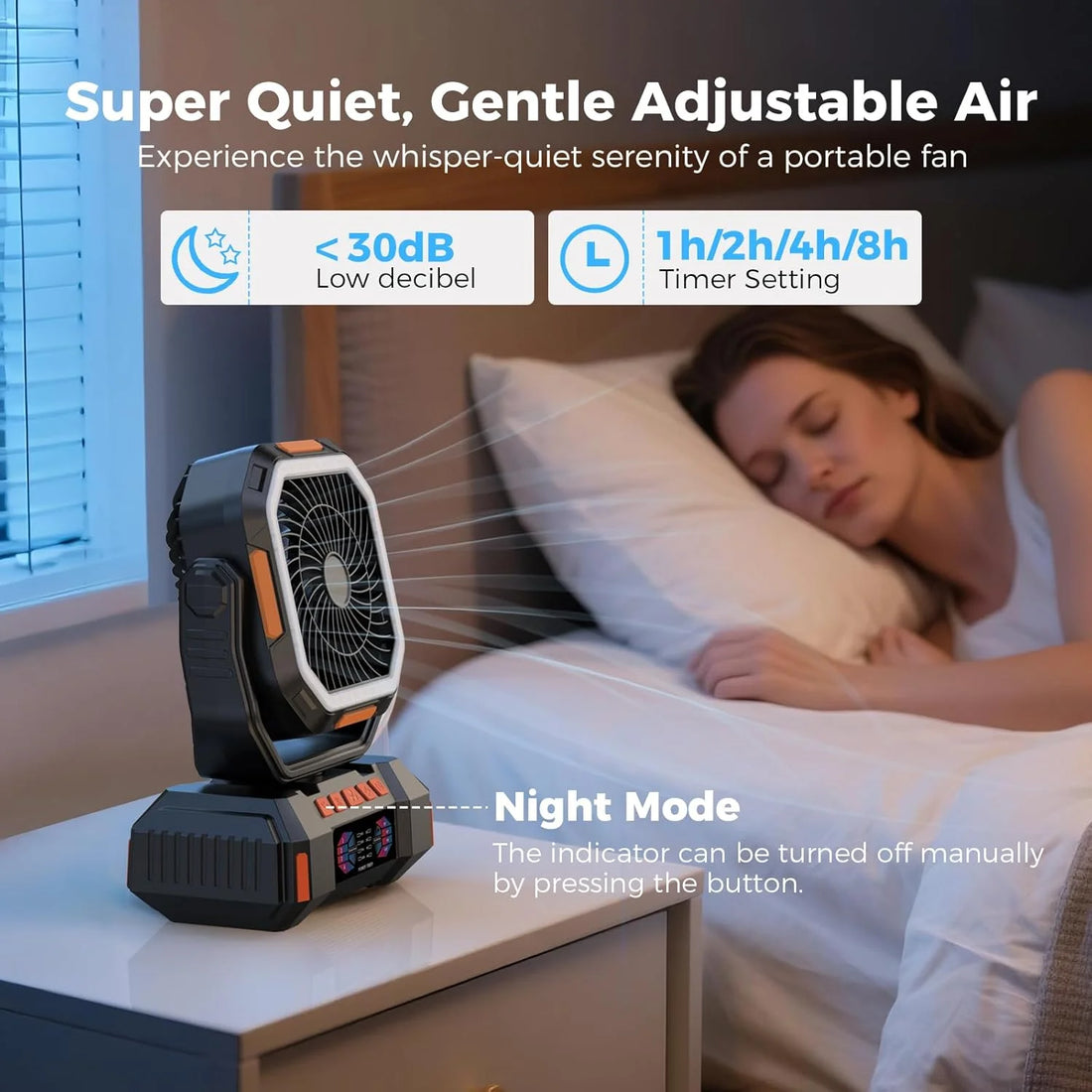 40000mAh Rechargeable Camping Fan – Portable Air Circulator with LED & Power Bank
