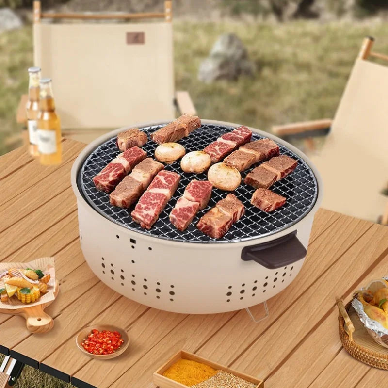 Portable Korean Charcoal BBQ Grill – Stainless Steel Outdoor Camping Stove