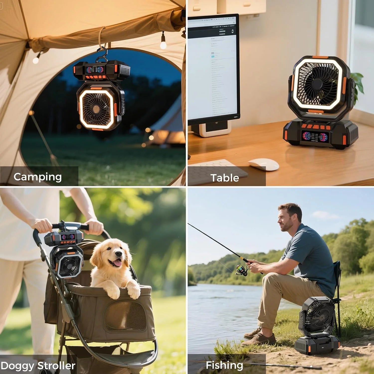 40000mAh Rechargeable Camping Fan – Portable Air Circulator with LED & Power Bank