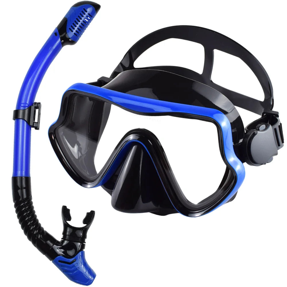 Adult Scuba Diving Mask & Snorkel Set – Tempered Glass Panoramic View