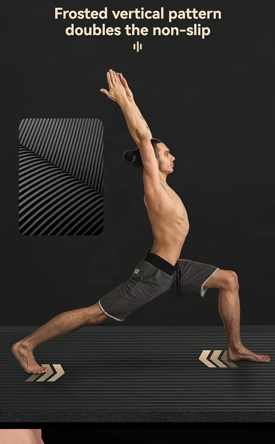 Thick Non-Slip Black Yoga Mat – Durable NBR Rubber