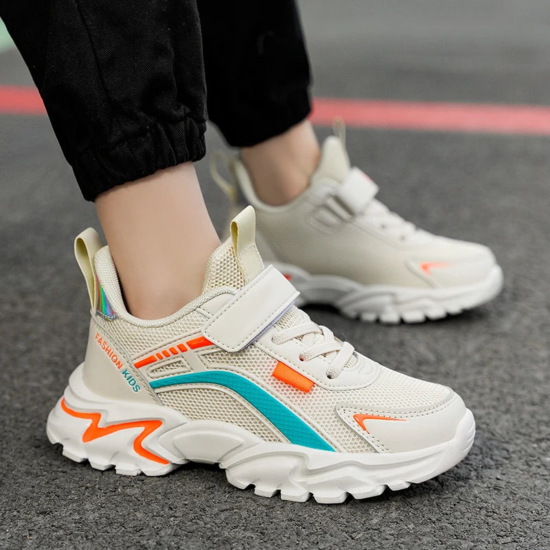 Lightweight Kids' Black Mesh Sneakers – Breathable & Non-Slip