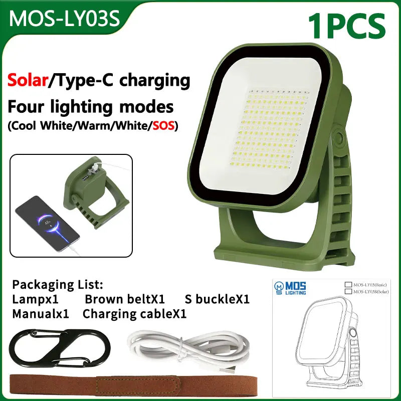 MOSLIGHTING 80W Solar Camping Lantern – Zoom Torch with Magnet & Strong LED Light