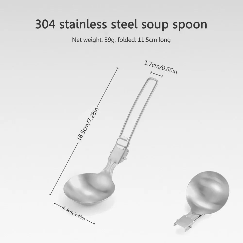 Folding Spatula Spoon – Stainless Steel Outdoor Cooking Tool