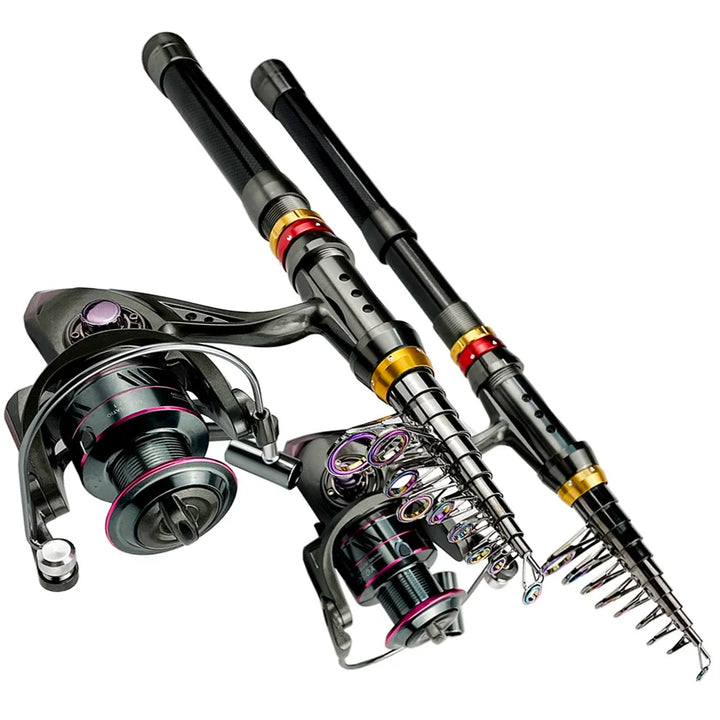 Carbon Fiber Telescopic Fishing Rod & Spinning Reel Combo