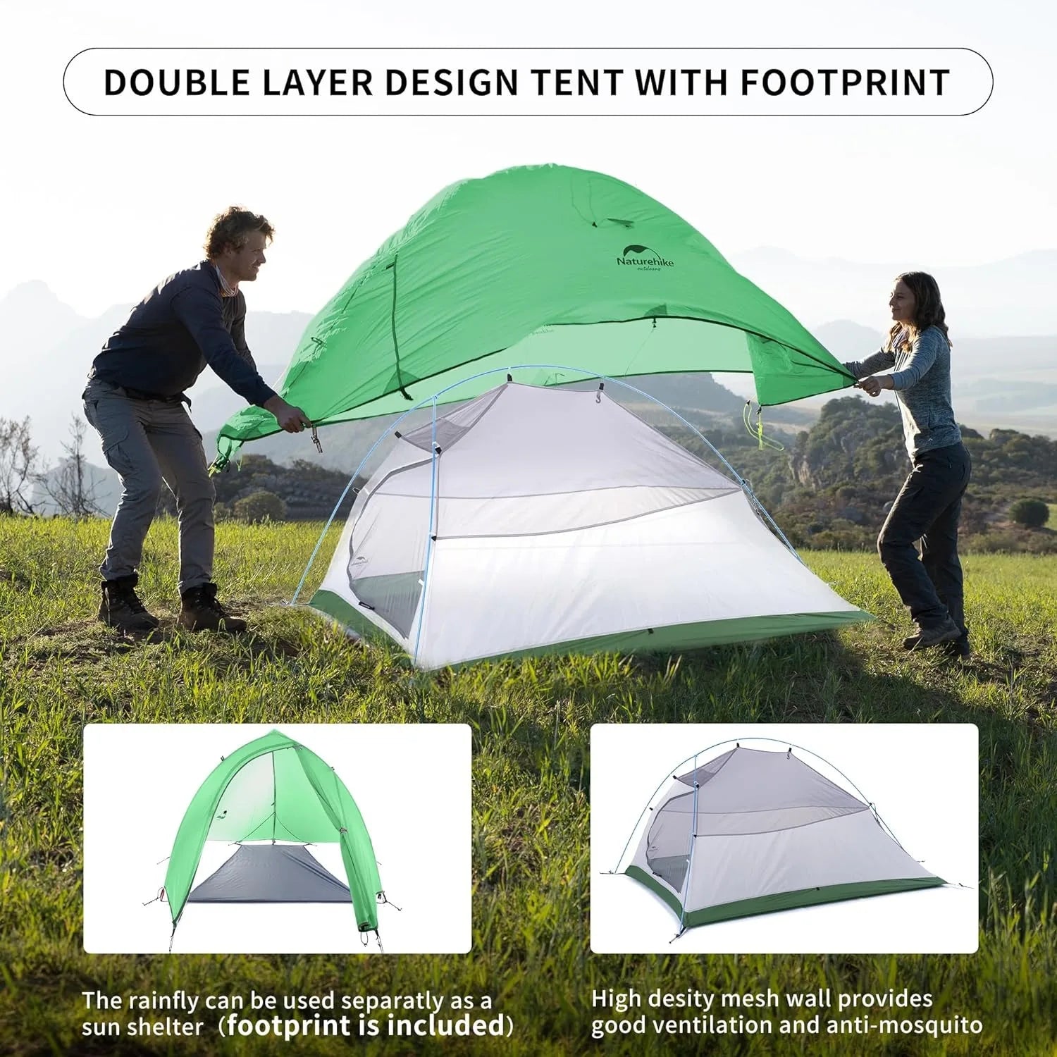 Naturehike Cloud Up 2 Tent – Ultralight Waterproof Camping & Hiking Shelter