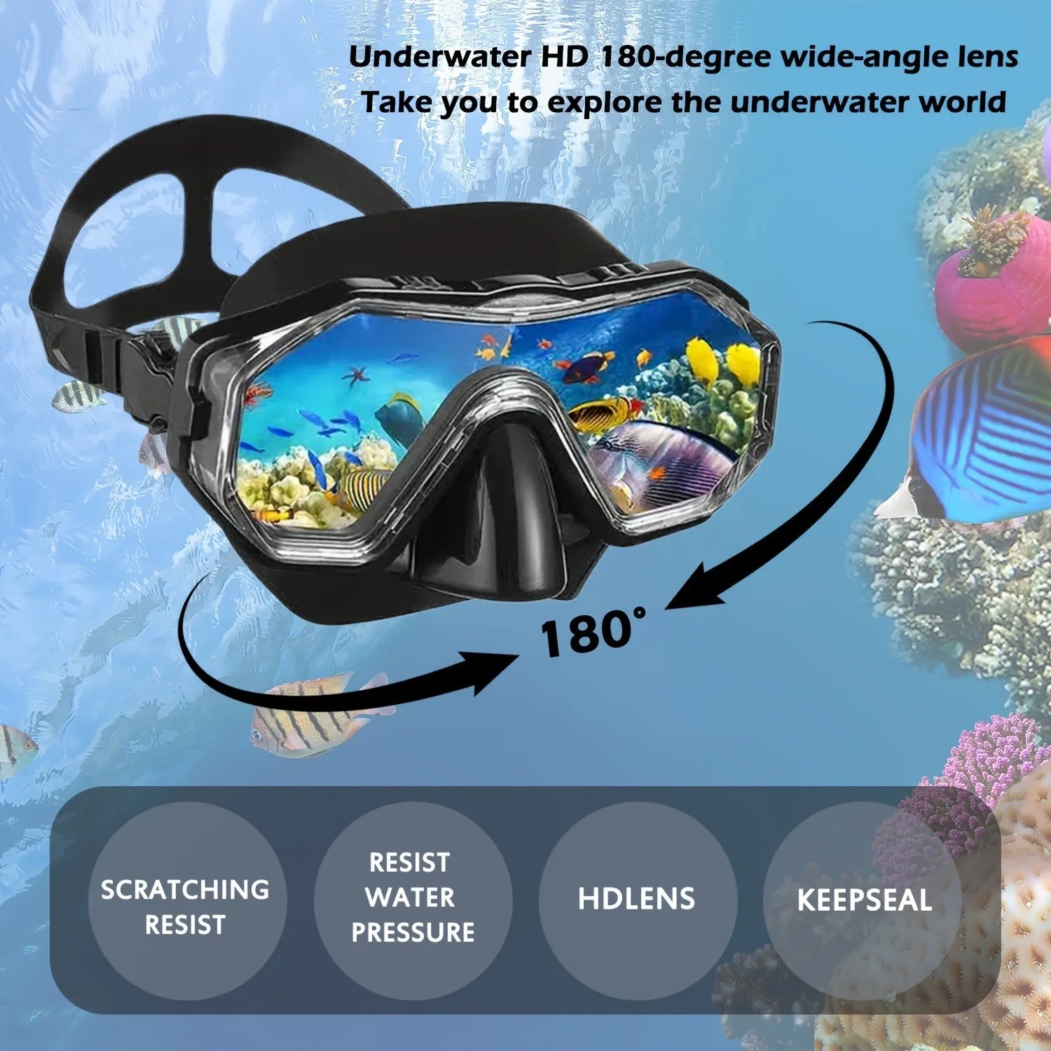 Dry Snorkel Mask Set – Panoramic Wide View Anti-Fog for Kids & Adults