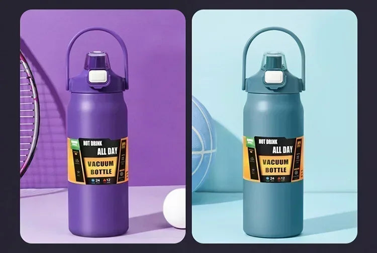 Vacuum Insulated Stainless Steel Water Bottle with Straw – Hot & Cold Thermos