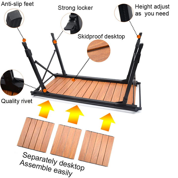 Folding IGT Wood Camping Table – Portable BBQ & Grill Table