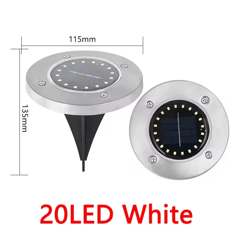 1/4/8Pcs Outdoor Solar Disk Lights – 8/20 LEDs Buried Landscape Spotlights for Garden, Lawn, Yard Decoration