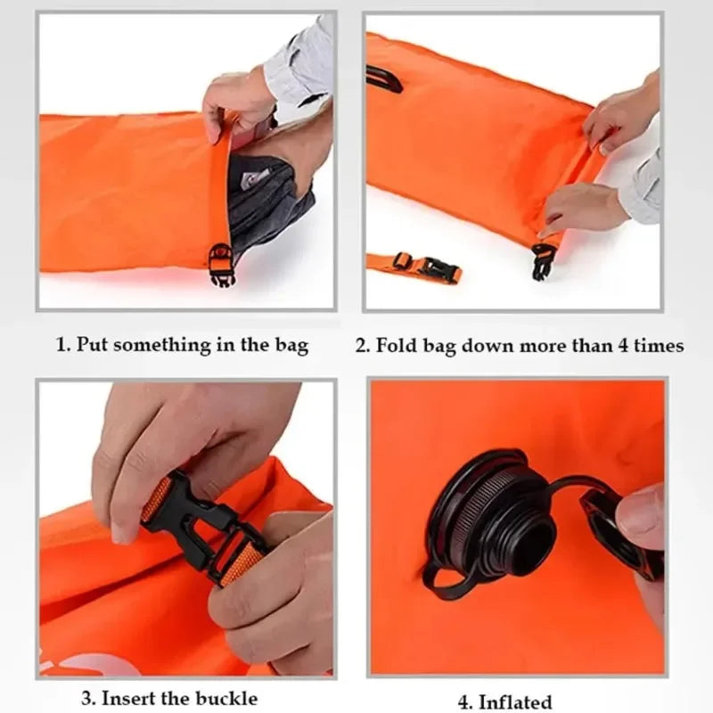 Inflatable Swim Buoy Dry Bag – Towable Waterproof Safety Float