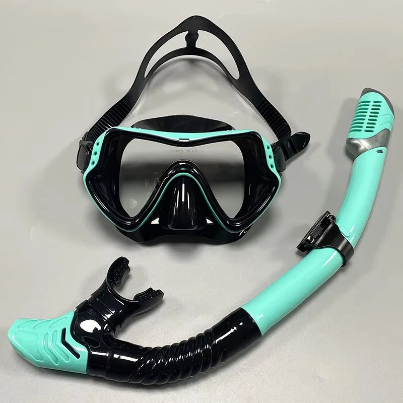 Professional Dry Snorkel Set – Panoramic Wide View Anti-Fog Diving Mask with Dry Tube