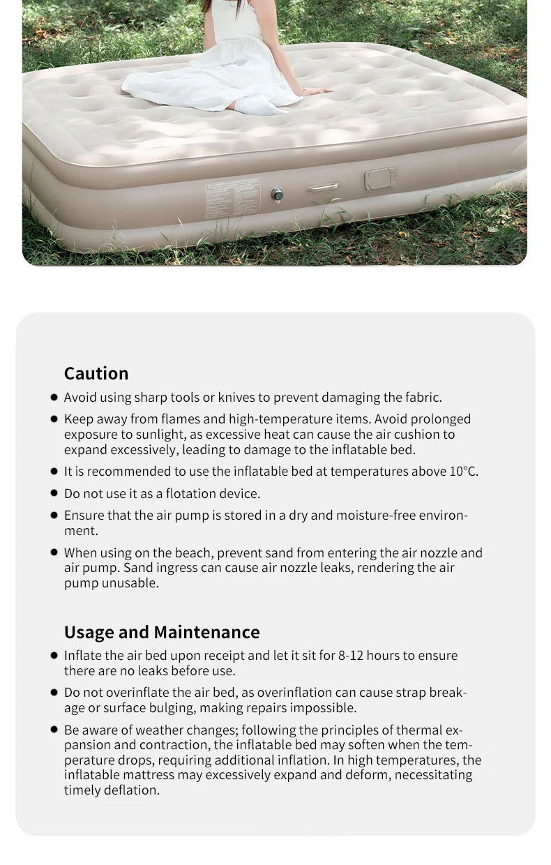 Luxury 2-Person Inflatable Camping Mattress – Thick PVC Bed with Built-in Pump