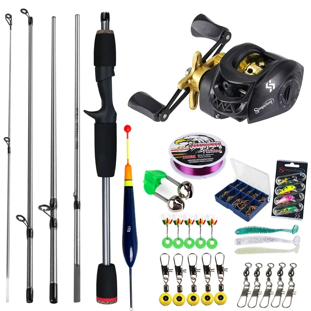 Sougayilang Baitcasting Combo Kit – 5-Section Rod + 7.2:1 Reel