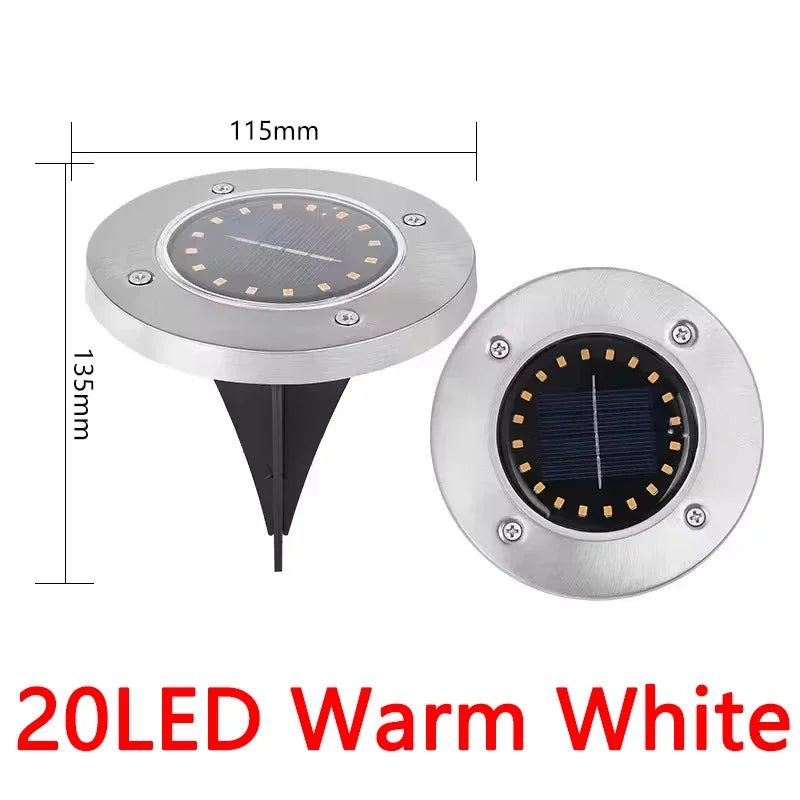 1/4/8Pcs Outdoor Solar Disk Lights – 8/20 LEDs Buried Landscape Spotlights for Garden, Lawn, Yard Decoration