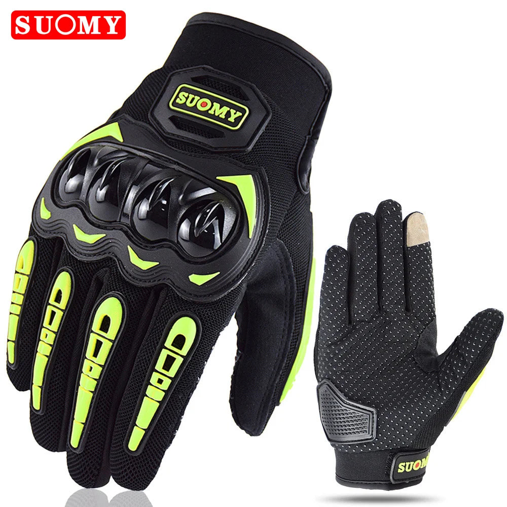 SUOMY Orange Full-Finger Motorcycle Gloves – Summer Touchscreen Gloves for Men & Women