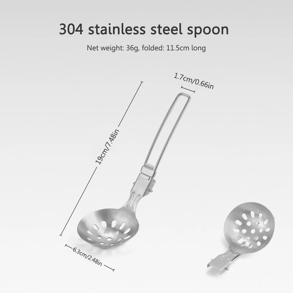 Folding Spatula Spoon – Stainless Steel Outdoor Cooking Tool