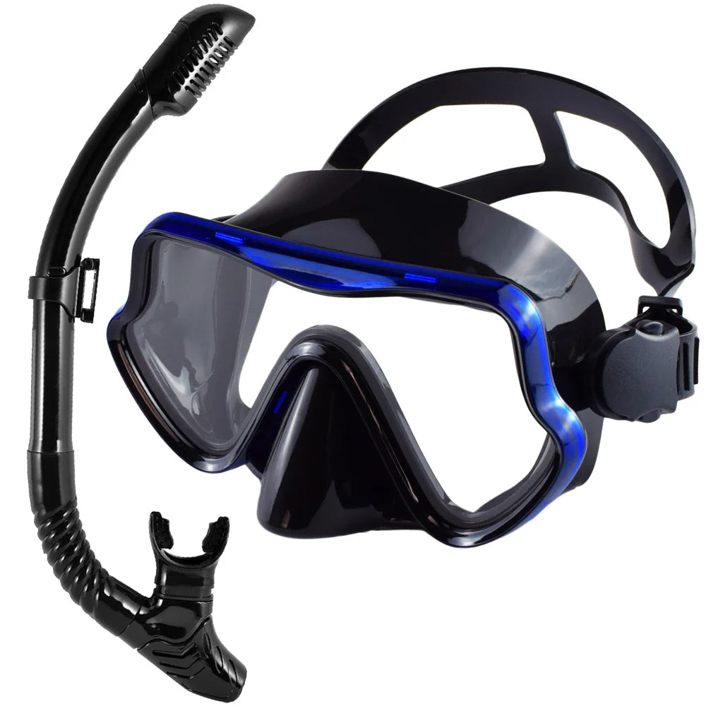 Adult Scuba Diving Mask & Snorkel Set – Tempered Glass Panoramic View