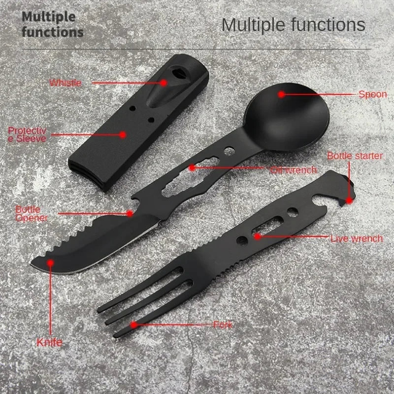 Multifunction Camping Knife & Tableware Set