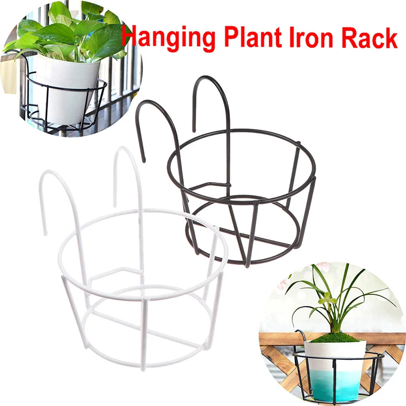 Iron Hanging Plant Rack for Balcony or Fence
