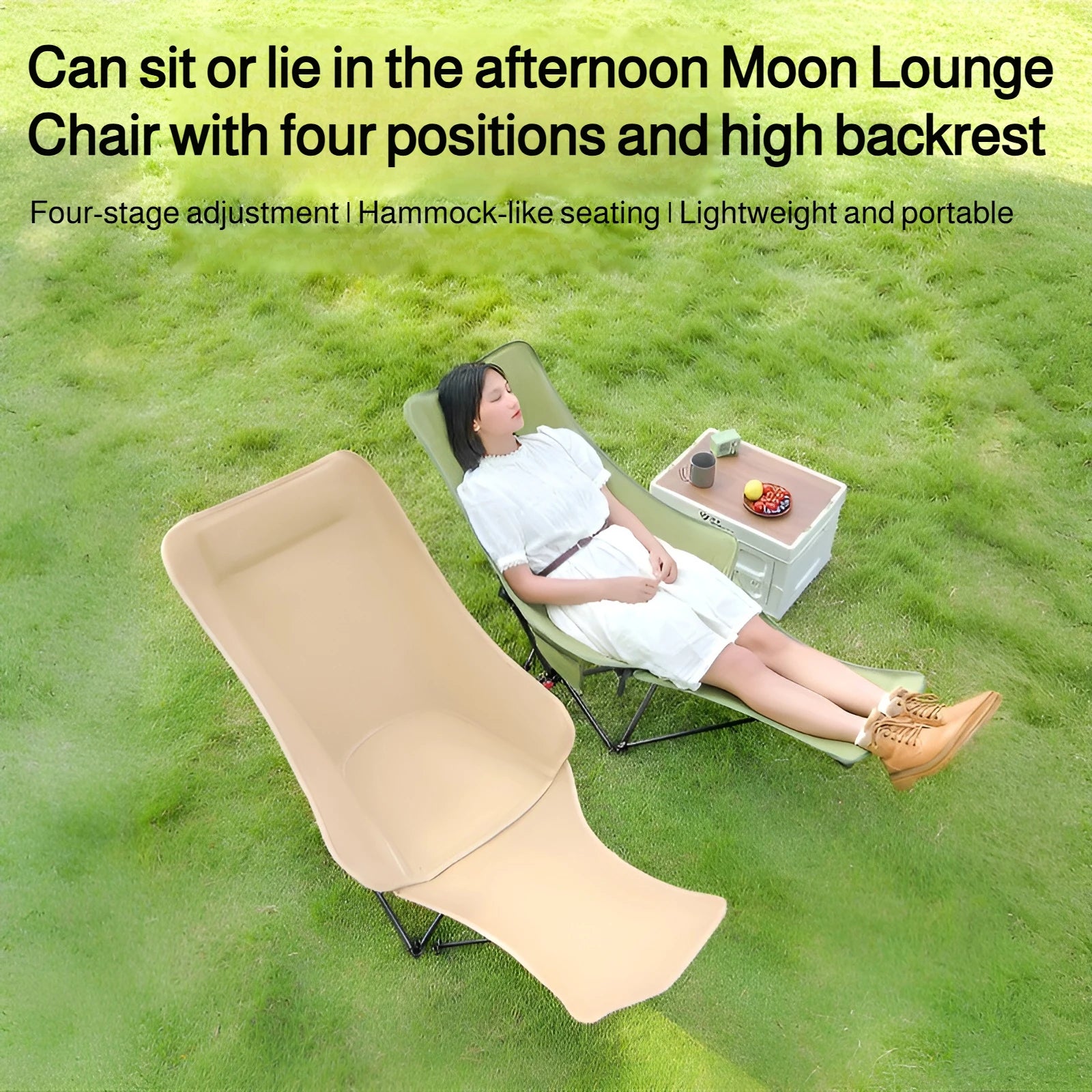 Adjustable Folding Outdoor Moon Chair – Portable High Back Camping & Beach Chair