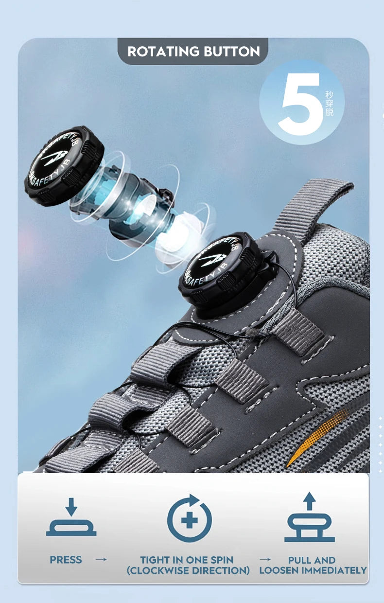 Men’s Safety Work Shoes – Anti-Smash, Anti-Puncture with Rotating Buckle