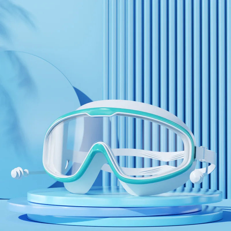 Large Frame Waterproof HD Swimming Goggles with Earplugs – For Adults & Kids