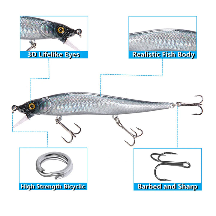 115mm 14g Minnow Sinking Fishing Lure – Hard Plastic Crankbait