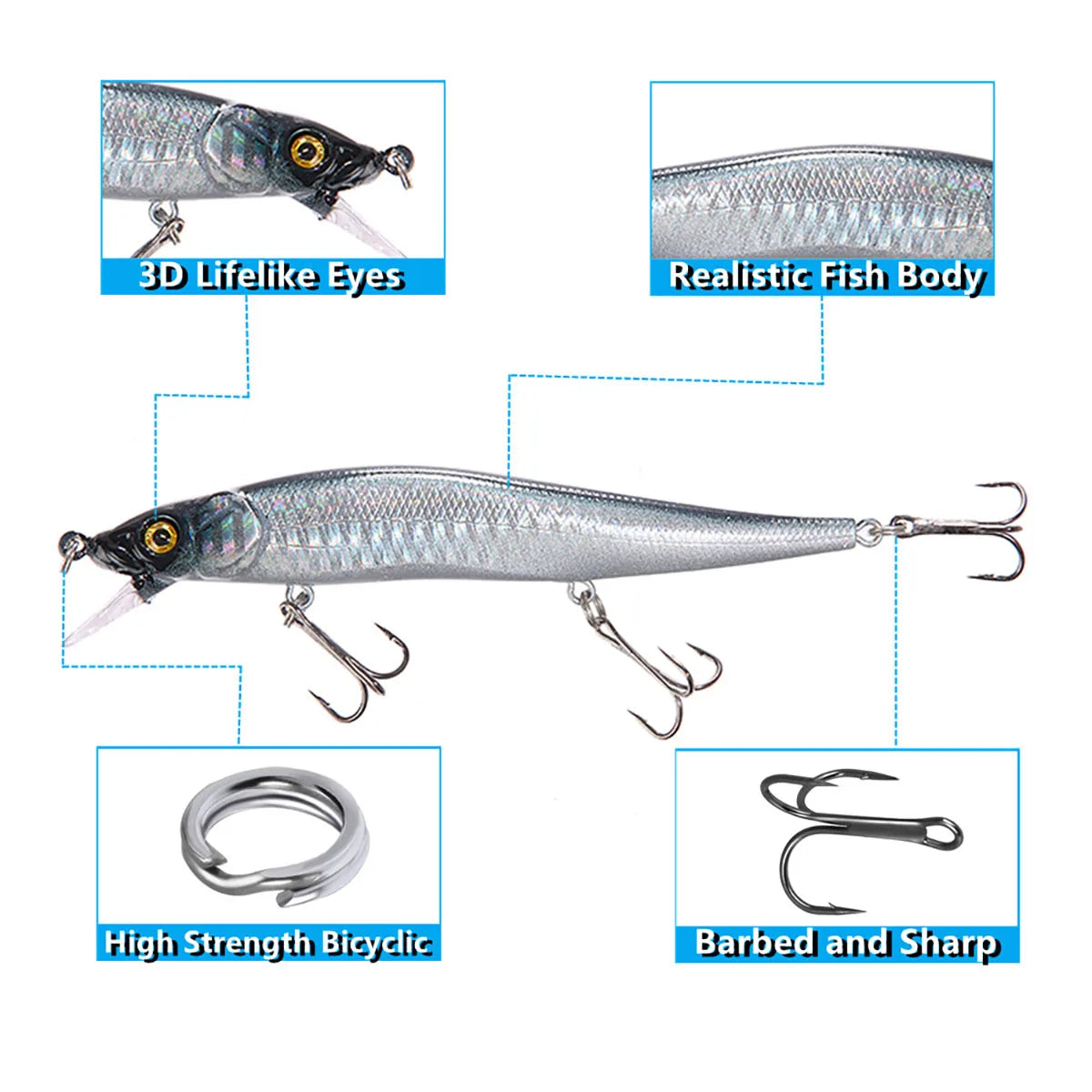 115mm 14g Sinking Minnow Fishing Lure – Hard Bait Crankbait for Bass