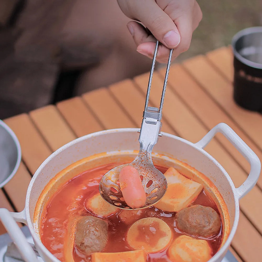 Folding Spatula Spoon – Stainless Steel Outdoor Cooking Tool