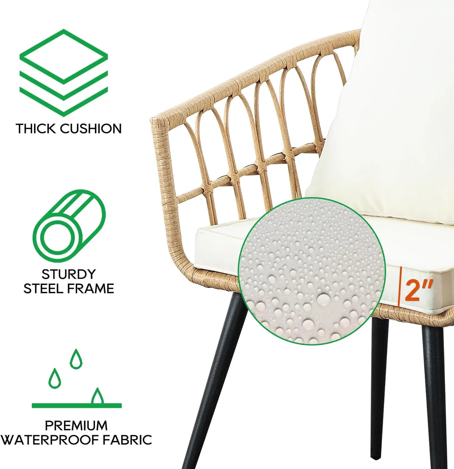 3-Piece Outdoor Wicker Patio Bistro Set – Compact Balcony Furniture