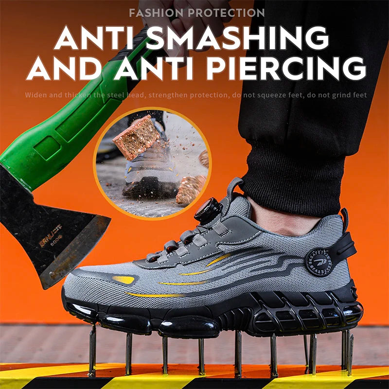 Men’s Safety Work Shoes – Anti-Smash, Anti-Puncture with Rotating Buckle