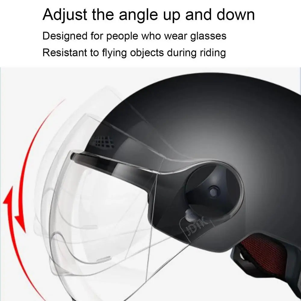 Electric Motorcycle Open-Face Helmet with Goggles – Anti-UV Safety Cap for Men & Women