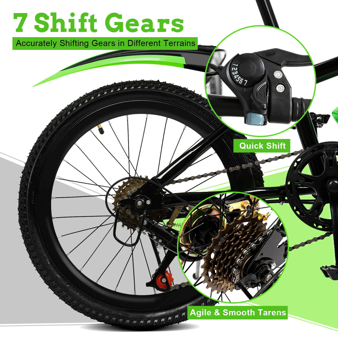 20" Kids Mountain Bike with 7-Speed Gears & Adjustable Seat