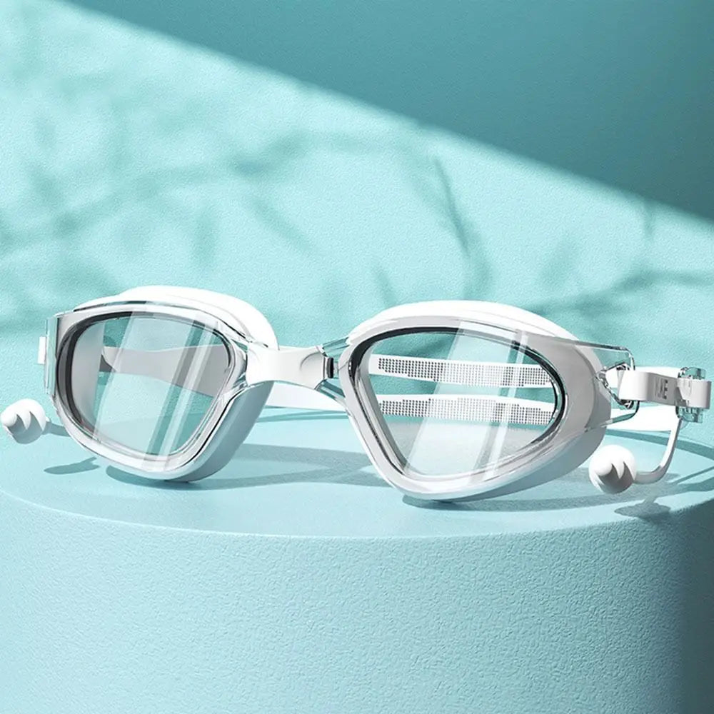 Portable Big Frame Silicone Swimming Goggles with Earplugs – HD Anti-Fog Eyewear